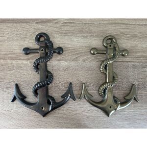 Vintage Nautical Anchor Wall Decor Set of 2 Metal Rope Design Coastal Heavy Duty
